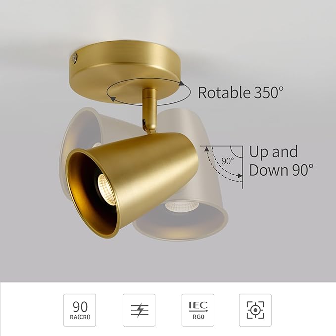Aisilan Gold LED Ceiling Spotlight, Adjustable GU10 Surface Mount Light
