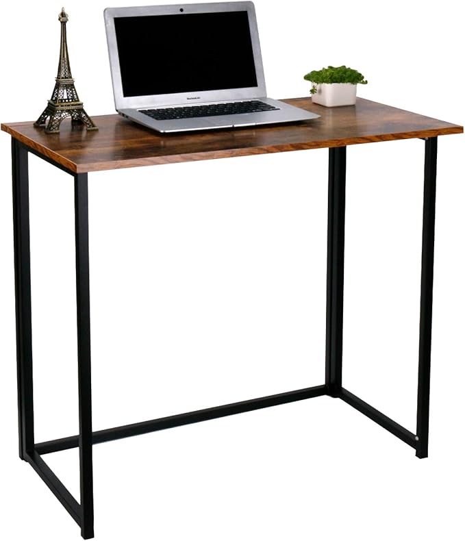 Leopard Outdoor Products Folding Computer Desk for Small Spaces, Space-Saving Home Office, Foldable Laptop Table, Writing Desk, Compact Study Reading Table (Rustic Brown)