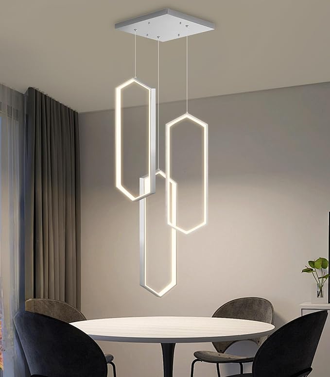 3-Rings Dimmable Pendant Lighting Adjust LED Chandelier Ceiling Light Fixtures