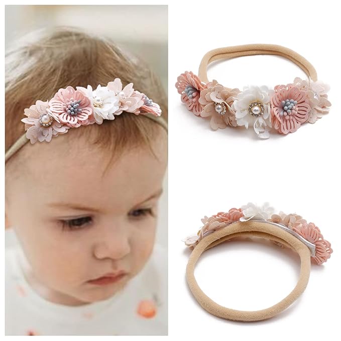 6pcs Baby Headbands Nweborn Flower Hair Bows for Girls-Infant Elastic Hair Band Bows Wraps Baby Headband Hair Accessories Gifts for Toddles