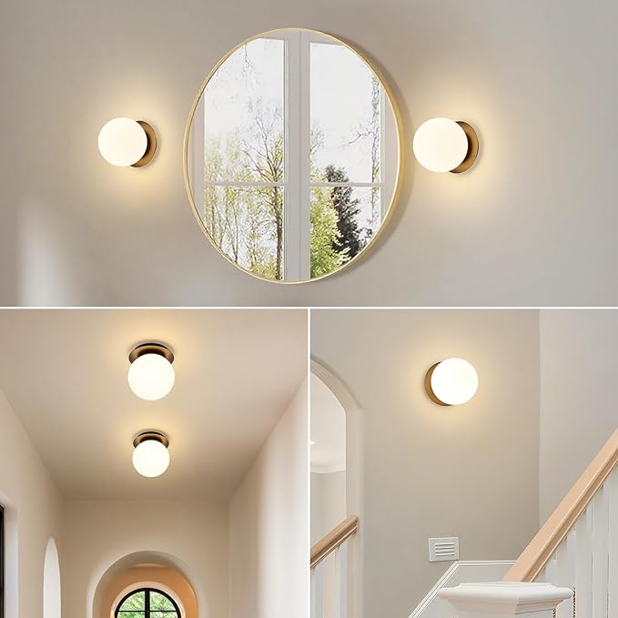 Modern Glass Globe Wall Sconce: Black Single Light
