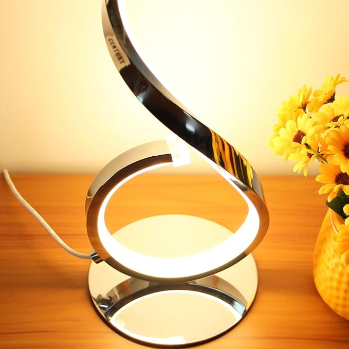 Modern Spiral LED Table Lamp, Stepless Dimmable Bedside Table Lamps