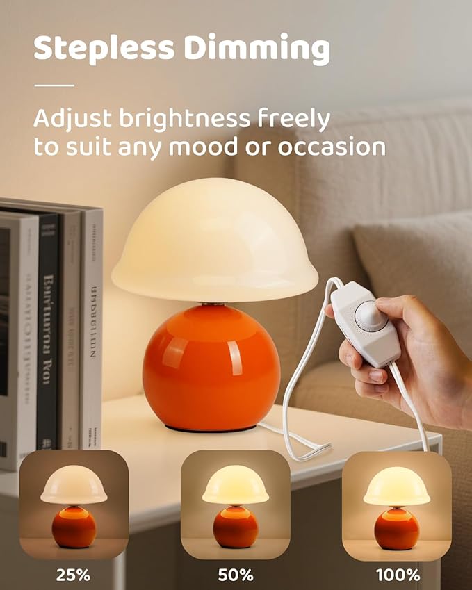 Mushroom Table Lamp for Bedroom, Cozy Bedside Lamp