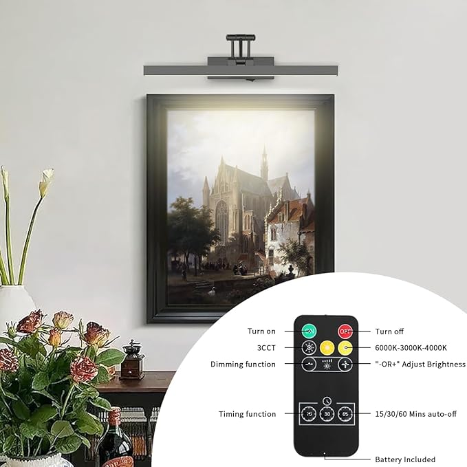 Rechargeable Lights for Pictures on Wall Battery Operated Brushed Grey 15.7