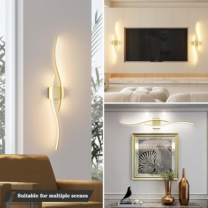 Modern Gold Bathroom Light Fixtures, LED Vanity Light