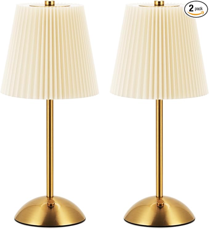 2-Pack Cordless Rechargeable Table Lamp 3-Color Dimmable Touch Control