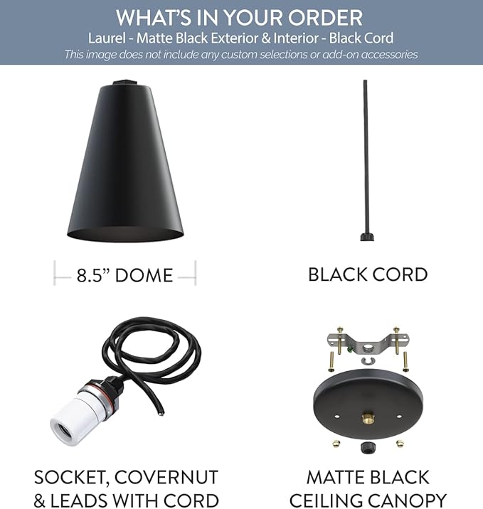 Steel Lighting Co. Laurel Pendant Light | Ceiling Mounted | 8.5 inch Cone Shade
