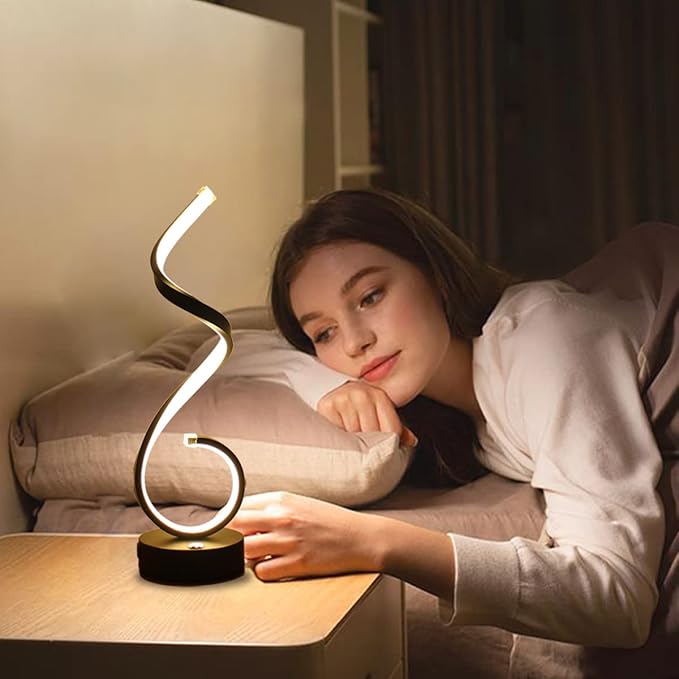 Modern Spiral LED Table Lamp Set of 2, 10W Touch Control Table Lamp
