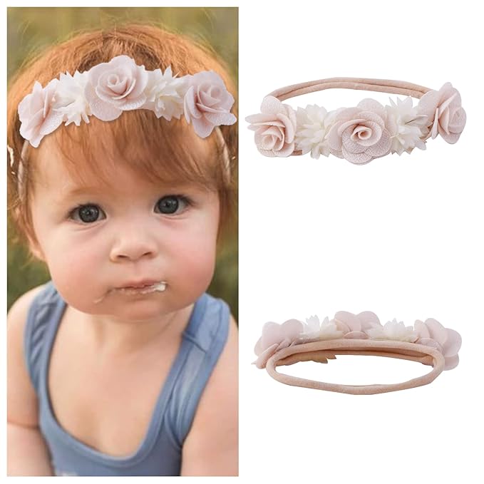 6pcs Baby Headbands Nweborn Flower Hair Bows for Girls-Infant Elastic Hair Band Bows Wraps Baby Headband Hair Accessories Gifts for Toddles