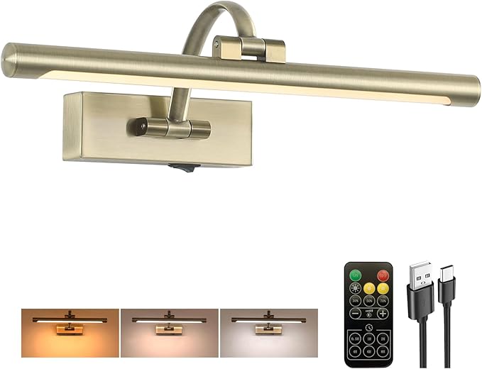 LED Picture Lights for Wall Rechargeable, Battery Operated Art Light for