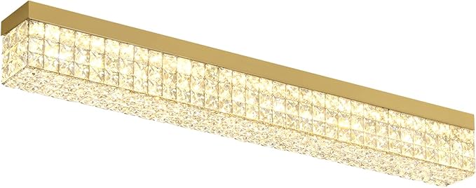 L 40" Modern Rectangle Chandelier Gold Rectangular Flush Mount Chandelier