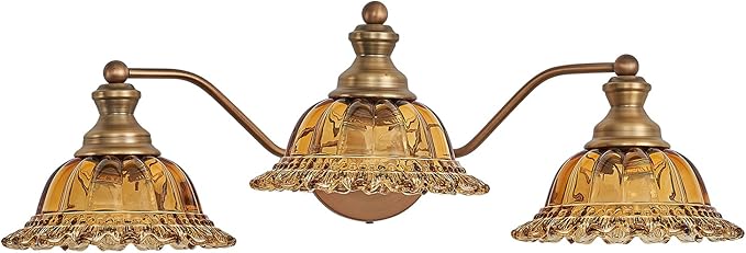 Tea Glass 3 Light Vanity Light Colored Glass Bathroom Light Fixture Vanity