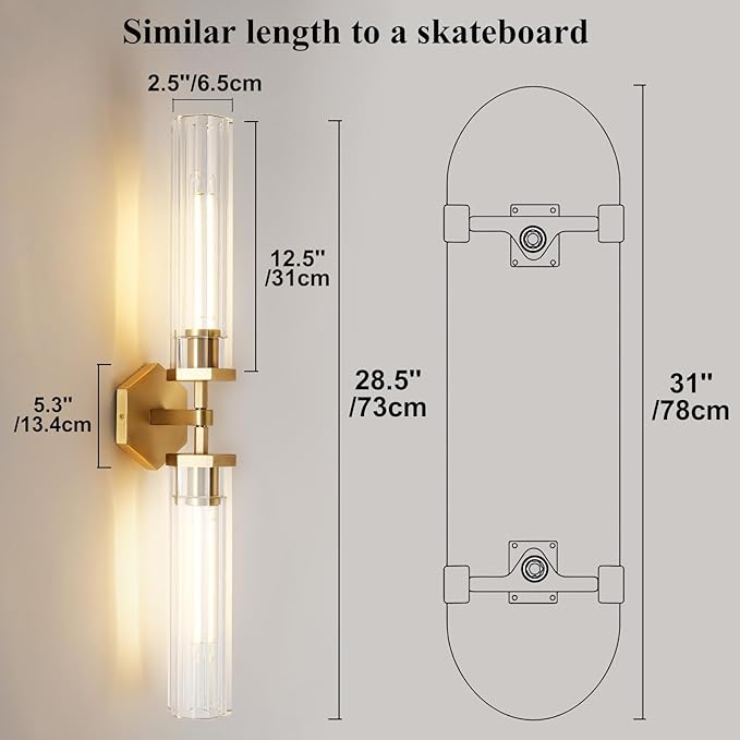 Gold Crystal Bathroom Wall Sconce Light Fixture Modern Bathroom Vanity Light