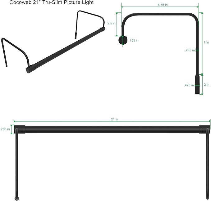 Cocoweb 21 Inch Tru-Slim Black Picture Light