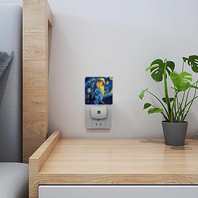 LED Night Lights Plug into Wall, Starry Night Parrot Decorative Night Lights