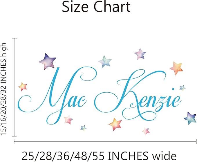 Personalized Wall Sticker with Custom Name,Watercolor Stars Wall Decals for Kids Room, Nursery or Living Space