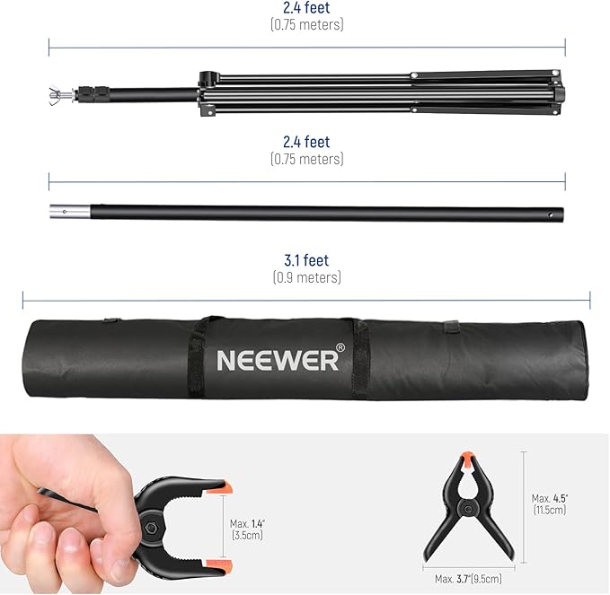 Neewer Photo Studio Backdrop Support System, 10ft/3m Wide 6.6ft/2m High