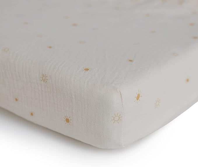mushie Extra Soft Muslin Fitted MINI Crib Sheet | 24"x 38" (Sun)