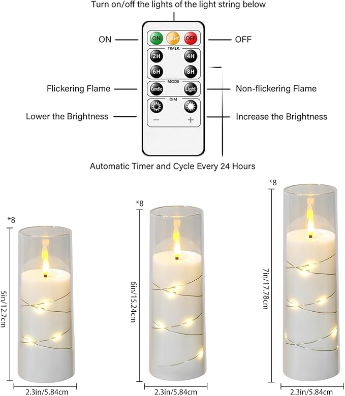 Flameless LED Candles with Timer 24 Pc Flickering Flameless Candles