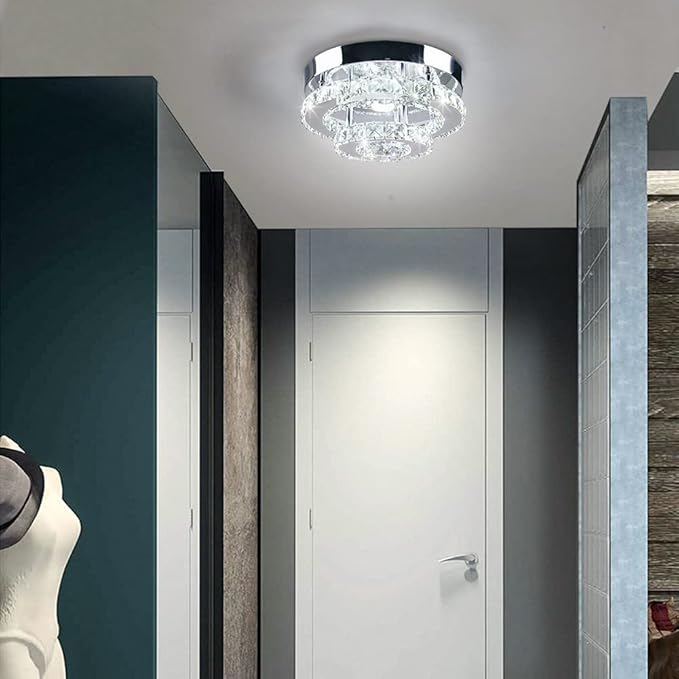 Mini Chandelier LED Crystal Ceiling Light 2 Layers Flush Mount Ceiling Light