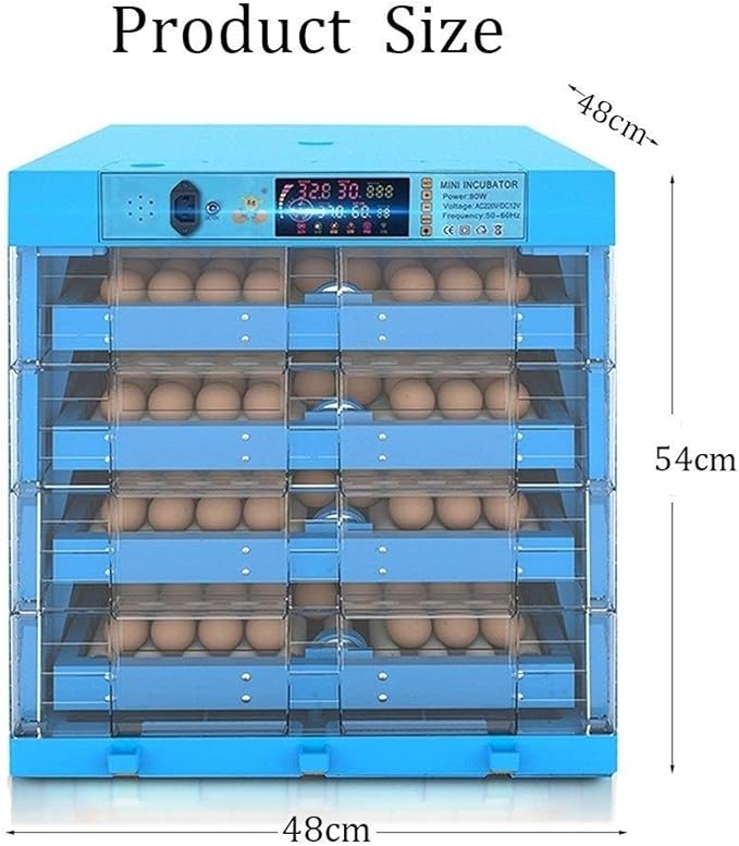 Eggs Incubator Automatic Turning 256Eggs Digital Large Farm Poultry for Hatching Chicken Duck Dove Quail Temperature Control,