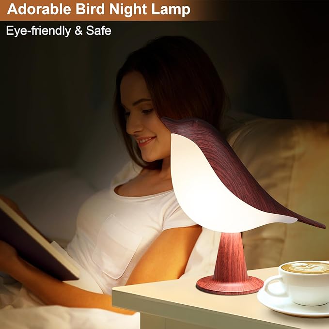 VoMii Bird Table Lamp, Small Desk Lamp Cordless Touch Dimmable Night Light