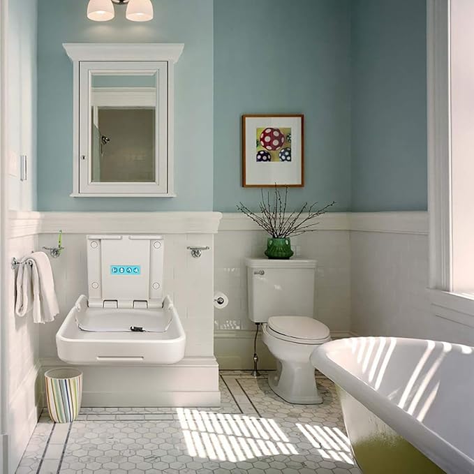 Baby Changing Diaper Station Wall-Mount: Vertical Baby Changing Table, Sturdy & Durable- with Safety Straps for Commercial Restrooms