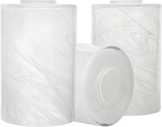 3 Pack White Alabaster Glass Replacement Globe & Shade, 6-1/16" Tall, 1-5/8