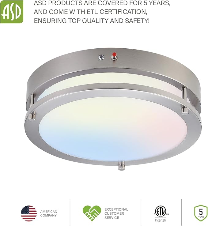 ASD LED 16" Round Flush Mount Lighting, Close to Ceiling Light Fixture | 3CCT