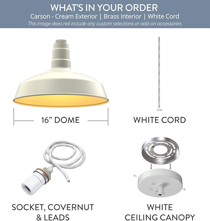 Steel Lighting Co. Carson Barn Light | Ceiling Mounted Pendant | 16 inch Dome |