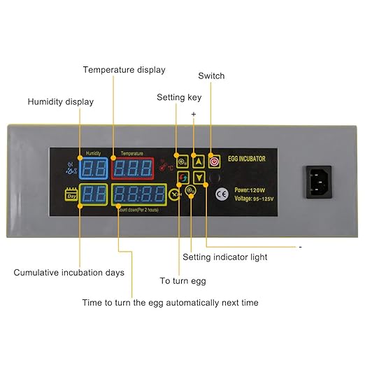 Incubator 112-Egg Fully Automatic Digital Egg Incubator for Hatching Chicken Duck Quail Bird, Auto-Turning with PID Temperature Control 20℃-40℃, Clear Window Poultry Hatcher with Egg Candler, 110V