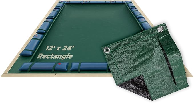 Buffalo Blizzard Ripstopper 12 ft x 24 ft Rectangular Winter Pool Cover | Green Heavy Duty Cover for Inground & Above Ground Swimming Pools | Cold & UV Resistant | Shields from Seasonal Debris