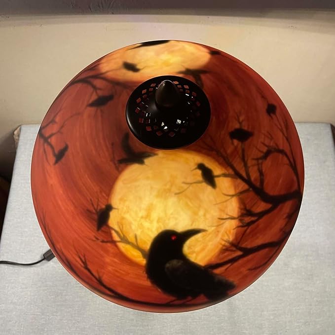 Bieye L10969 Ravens Sitting on Bare Tree Branch Against Full Moon Hand-Painted