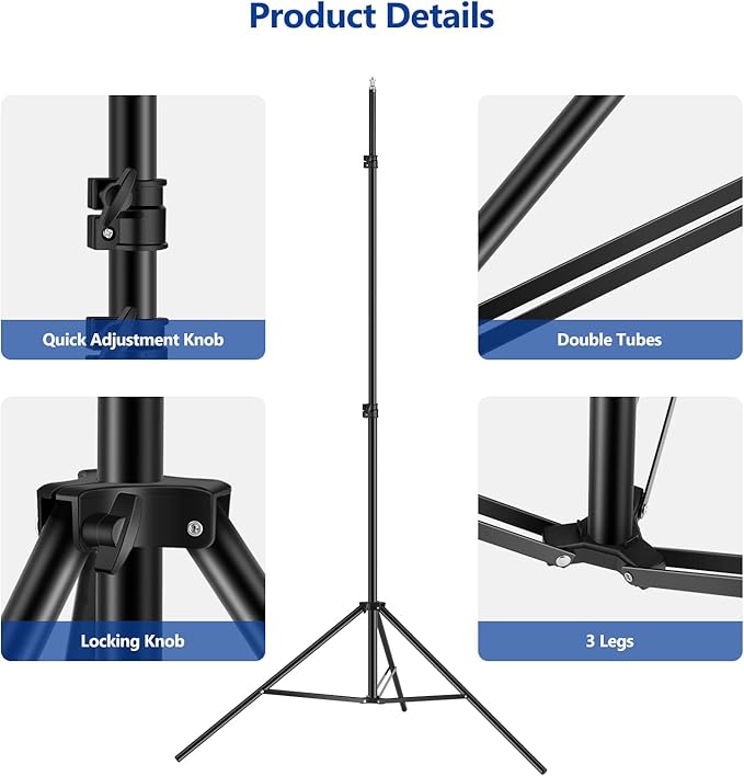 NEEWER T-Shaped Background Backdrop Support Stand Kit, 8.5ft/2.6m Tall