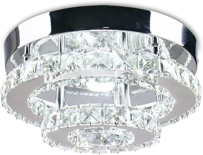 Mini Chandelier LED Crystal Ceiling Light 2 Layers Flush Mount Ceiling Light