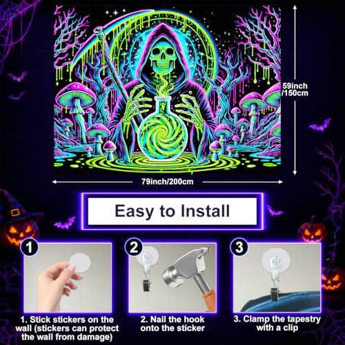 Halloween UV Tapestry Grim Reaper Wall Art 78 x 59 Inch