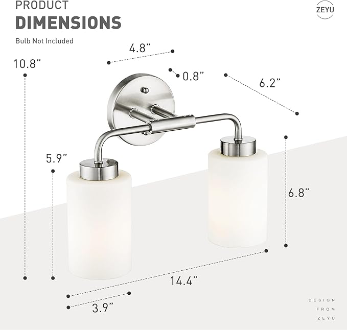 zeyu 2-Light Bathroom Light Fixtures Over Mirror, Modern Wall Sconces