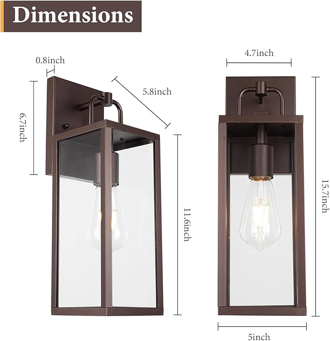 Transitional Outdoor Wall Sconce Light, 16 Inch Tall Modern Exterior Wall