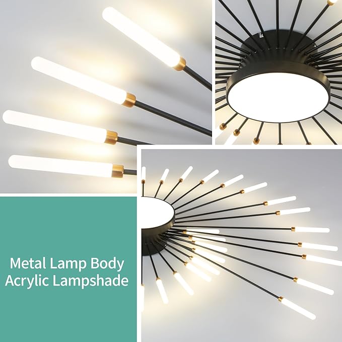 ziidoo Modern Ceiling Light, 42+1 Lights Metal Firework Designed Chic Led