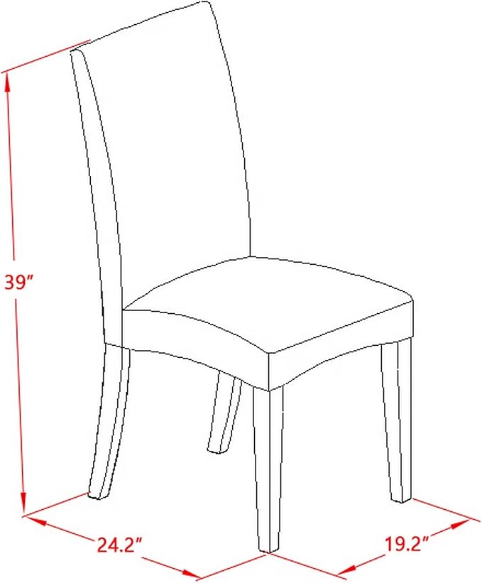 East West Furniture V677DR124-6 6 Piece Dining Table Set Contains a Rectangle Wooden Table with V-Legs and 4 Black Color Linen Fabric Parson Chairs with a Bench, 40x72 Inch, Multi-Color