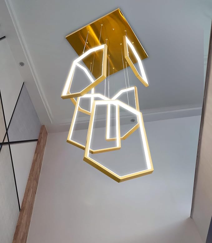 6 Rings Modern Chandelier LED Dimmable Pendant Lighting Adjust Flush Mount