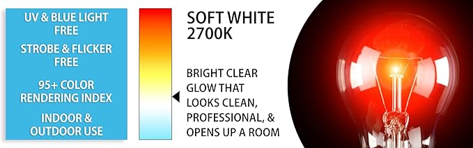 Mandala Crafts Clear 25 Watt Red Light Bulbs E26 Medium Base 120V 25W Red Bulbs