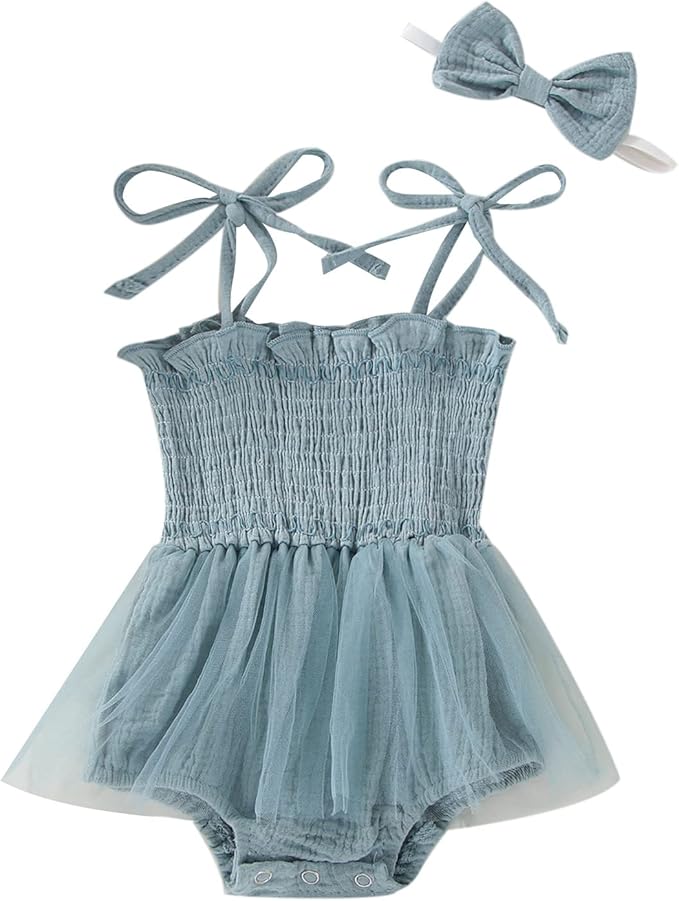 Newborn Baby Girl Bodysuit Sleeveless Halter Frill Romper One-piece Jumpsuit with Headband Summer Clothes Set