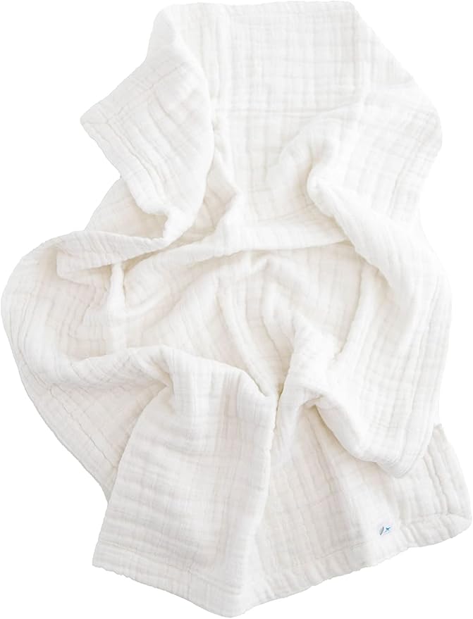 Little Unicorn Newborn Receiving Quilt | Ultra- Soft, Multi-Layered Muslin Fabric | Gift for Newborns & on-The-go (White)