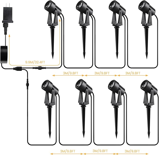 Low Voltage Landscape Lighting, 8 Pack Outdoor LED Landscape Spotlights
