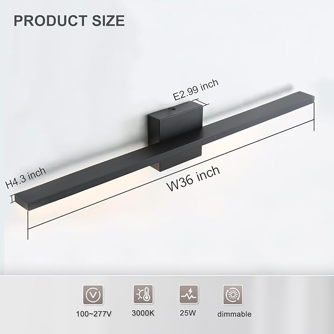 Bathroom Light Fixtures Over Mirror, 36 Inch Black Bathroom Vanity Light