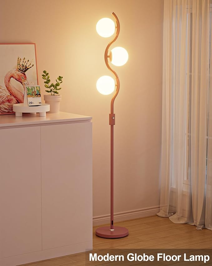 60IN Dimmable Pink Floor Lamp, Modern Standing Lamps