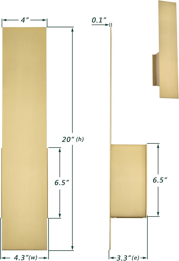 Gold Reflex Modern Wall Sconce Indoor, Minimalist Up and Down Wall Light