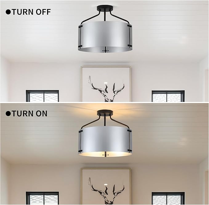 Kitchen Lighting Fixtures Ceiling, Drum Bedroom Ceiling Lights, 3-Light Close