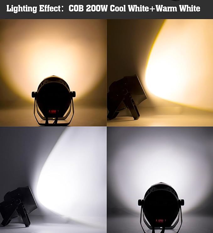 SHEHDS 200W Par Lights COB Uplights, IP65 Waterproof, Cool White + Warm White